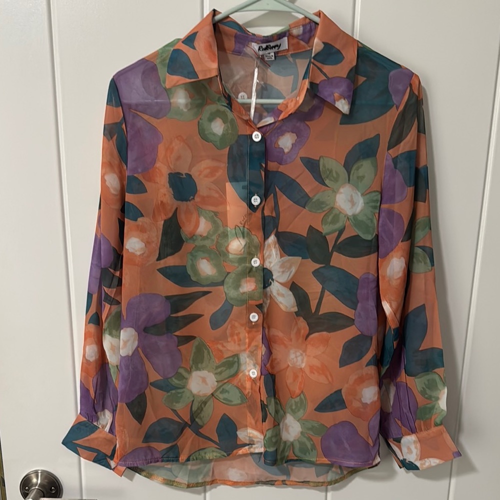 Women's Floral Sheer Blouse - Multicolor